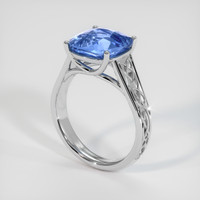 4.06 Ct. Blue Sapphire Ring, 18K White Gold 2