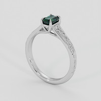 1.00 Ct. Bluish Green Sapphire Ring, 18K White Gold 2