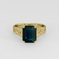 2.61 Ct. Greenish Blue Sapphire Ring, 14K Yellow Gold 1
