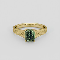 1.00 Ct. Green Sapphire Ring, 14K Yellow Gold 1