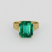 8.16 Ct. Emerald Ring, 18K Yellow Gold 1