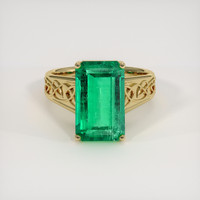 7.63 Ct. Emerald Ring, 18K Yellow Gold 1