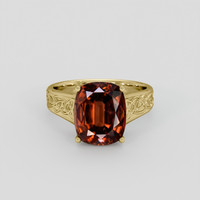6.52 Ct. Orangish Brown Malaya Garnet Ring, 18K Yellow Gold 1