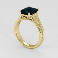 2.61 Ct. Greenish Blue Sapphire Ring, 18K Yellow Gold 2