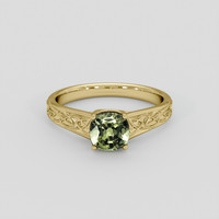 1.28 Ct. Green Sapphire Ring, 18K Yellow Gold 1