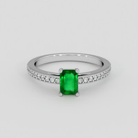 0.57 Ct. Emerald Ring, 18K White Gold 1