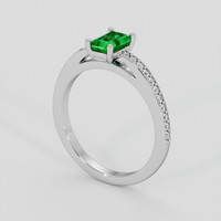 0.57 Ct. Emerald Ring, 18K White Gold 2