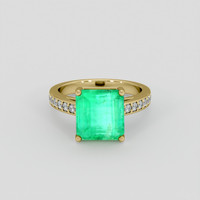 5.21 Ct. Emerald Ring, 18K Yellow Gold 1
