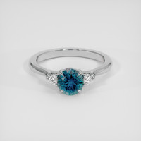 1.34 Ct. Greenish Blue Sapphire Ring, Platinum 950 1