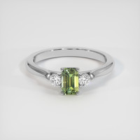 0.82 Ct. Yellowish Green Sapphire Ring, 14K White Gold 1