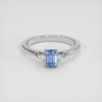 0.85 Ct. Blue Sapphire Ring, 14K White Gold 1