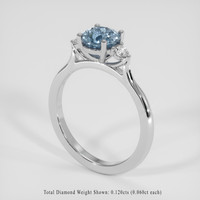 1.38 Ct. Blue Sapphire Ring, 14K White Gold 2