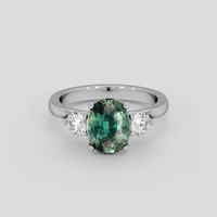 2.22 Ct. Bluish Green Sapphire Ring, 14K White Gold 1