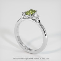 0.82 Ct. Yellowish Green Sapphire Ring, 18K White Gold 2
