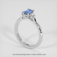 0.85 Ct. Blue Sapphire Ring, 18K White Gold 2