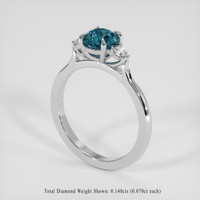 1.34 Ct. Greenish Blue Sapphire Ring, 18K White Gold 2
