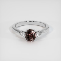 0.85 Ct. Brown Sapphire Ring, 18K White Gold 1