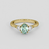0.82 Ct. Bluish Green Sapphire Ring, 14K Yellow Gold 1
