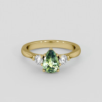 1.16 Ct. Bluish Green Sapphire Ring, 14K Yellow Gold 1