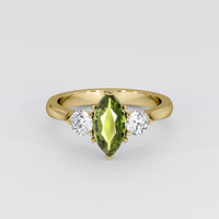 1.07 Ct. Green Sapphire Ring, 18K Yellow Gold 1