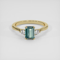 2.05 Ct. Greenish Blue Sapphire Ring, 18K Yellow Gold 1