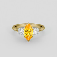 2.03 Ct. Orangish Yellow Sapphire Ring, 18K Yellow Gold 1