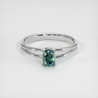 0.65 Ct. Bluish Green Sapphire Ring, 10K White Gold 1