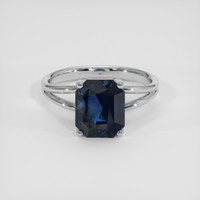 3.80 Ct. Blue Sapphire Ring, 18K White Gold 1