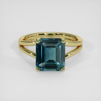 5.03 Ct. Bluish Green Sapphire Ring, 10K Yellow Gold 1