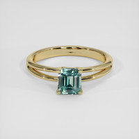 1.11 Ct. Bluish Green Sapphire Ring, 14K Yellow Gold 1