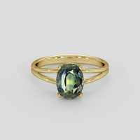 2.13 Ct. Green Sapphire Ring, 14K Yellow Gold 1