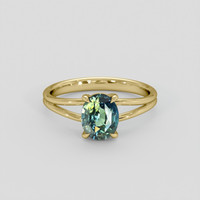 1.52 Ct. Bluish Green Sapphire Ring, 14K Yellow Gold 1