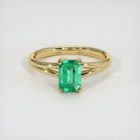 0.88 Ct. Emerald Ring, 18K Yellow Gold 1