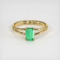 0.71 Ct. Emerald Ring, 18K Yellow Gold 1