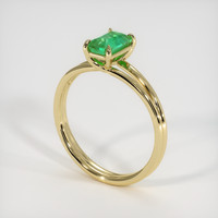 0.71 Ct. Emerald Ring, 18K Yellow Gold 2