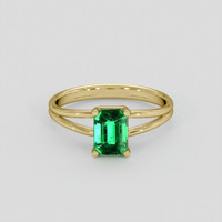 1.08 Ct. Emerald Ring, 18K Yellow Gold 1