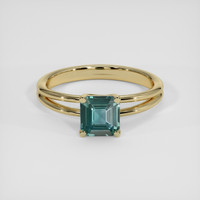 1.03 Ct. Bluish Green Sapphire Ring, 18K Yellow Gold 1