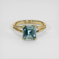 2.44 Ct. Greenish Blue Sapphire Ring, 18K Yellow Gold 1