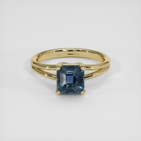 2.04 Ct. Greenish Blue Sapphire Ring, 18K Yellow Gold 1