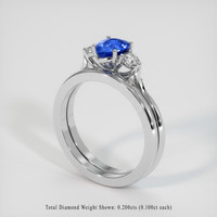 0.92 Ct. Blue Sapphire Ring, 14K White Gold 2