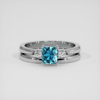 1.35 Ct. Blue Zircon Ring, 18K White Gold 1