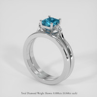 1.35 Ct. Blue Zircon Ring, 18K White Gold 2
