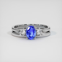 0.88 Ct. Blue Sapphire Ring, 18K White Gold 1