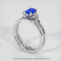 0.88 Ct. Blue Sapphire Ring, 18K White Gold 2