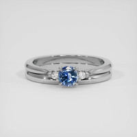0.40 Ct. Blue Sapphire Ring, 18K White Gold 1