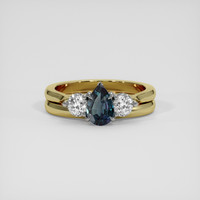 0.66 Ct. Bluish Green to Purplish Pink Alexandrite Ring, 18K White & Yellow 1