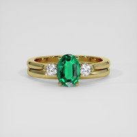 0.85 Ct. Emerald Ring, 18K Yellow Gold 1