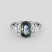 4.17 Ct. Bluish Green Sapphire Ring, Platinum 950 1