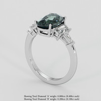 4.17 Ct. Bluish Green Sapphire Ring, Platinum 950 2