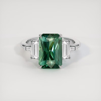 5.05 Ct. Bluish Green Sapphire Ring, Platinum 950 1